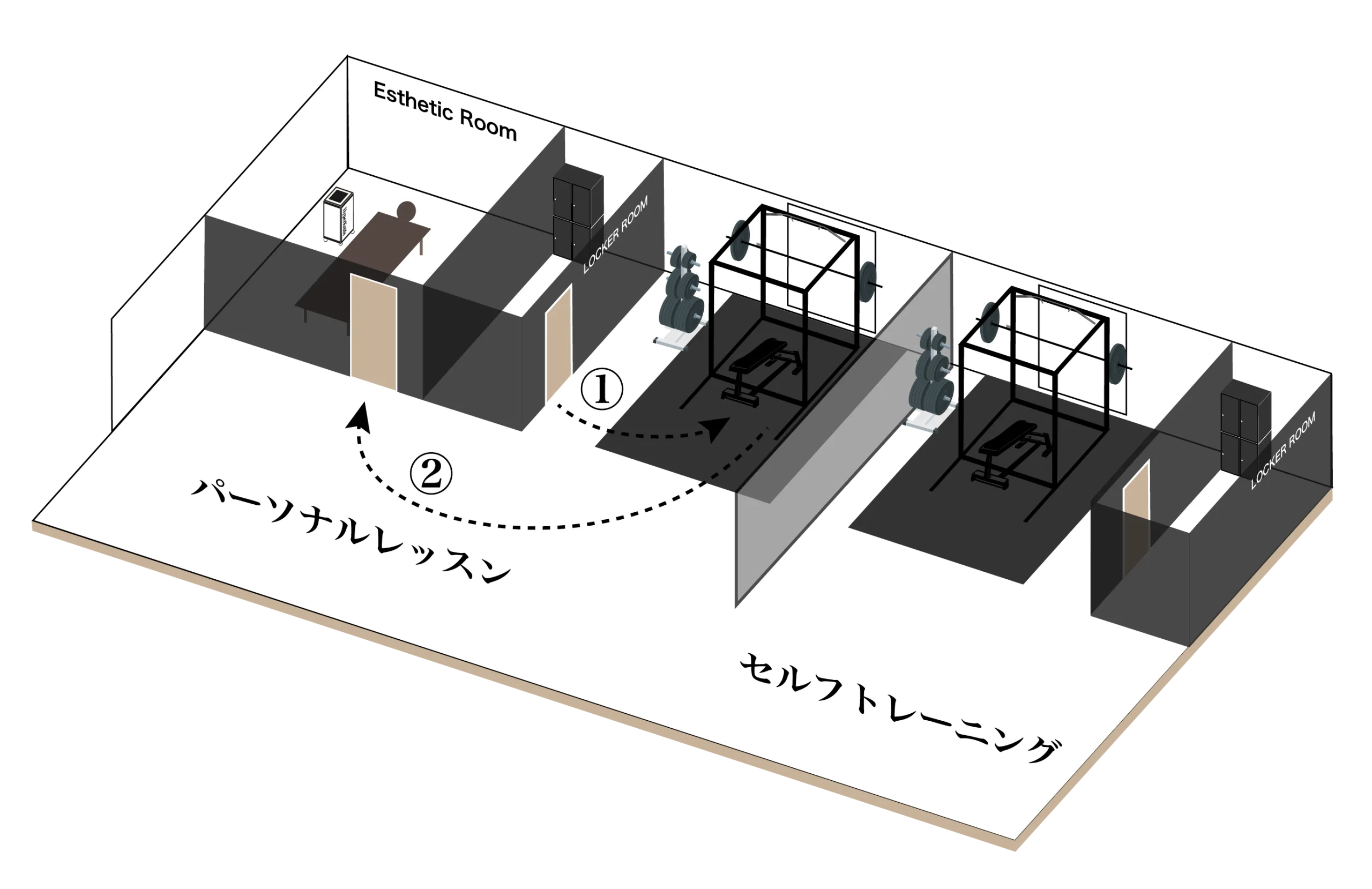 QUALITAS神楽坂店の内装イラスト