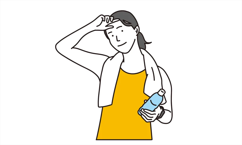 汗を流す女性