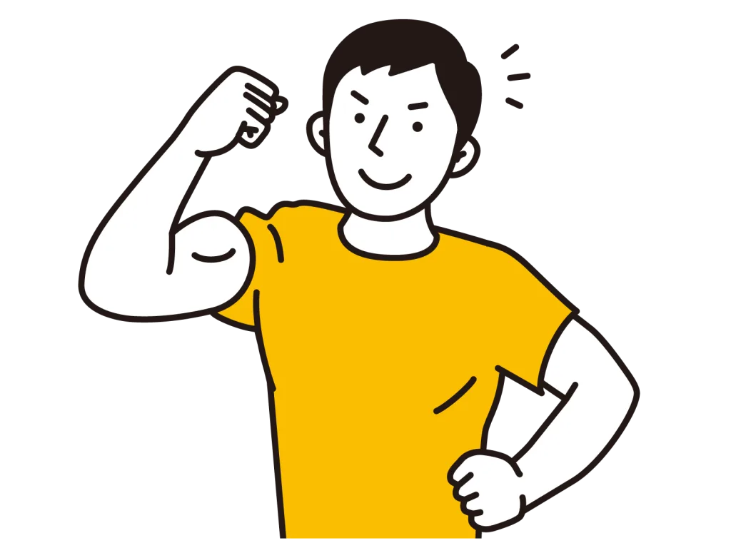 男性が力こぶを作っている