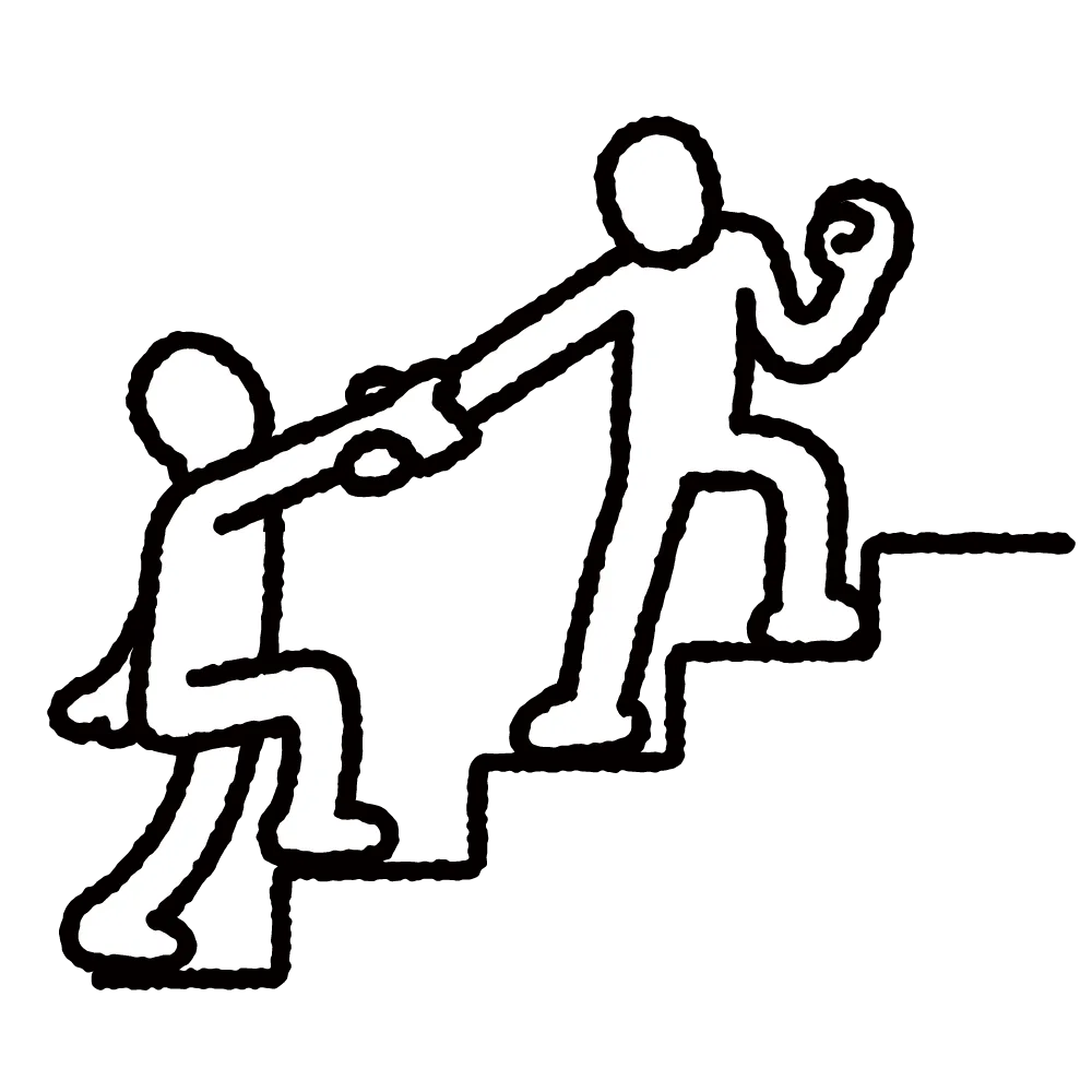 23325186 | 神楽坂のパーソナルジム|QUALITAS神楽坂店 階段を支えながら2人で登っている