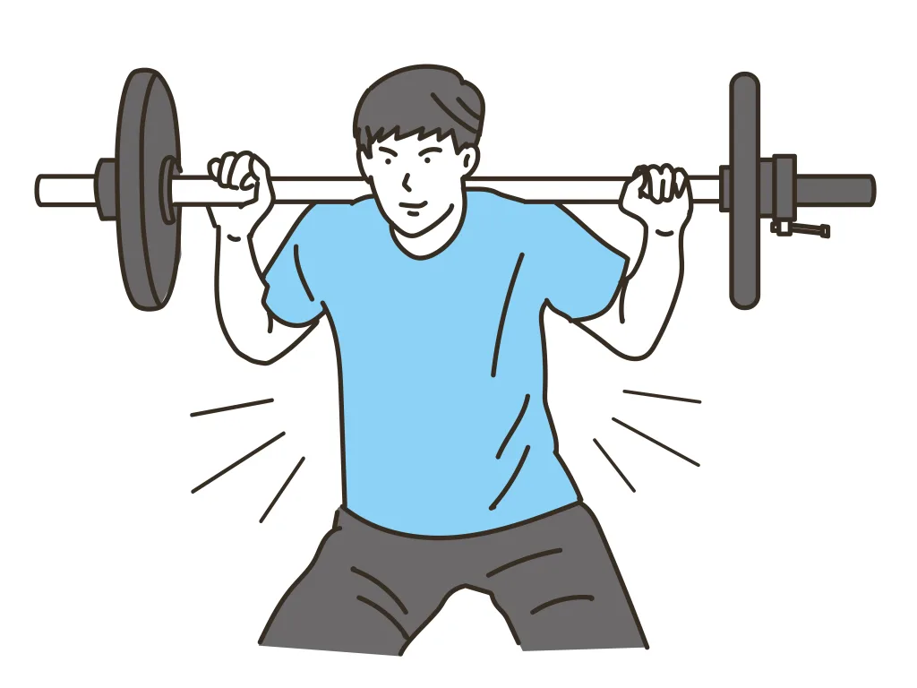 スクワットする男性