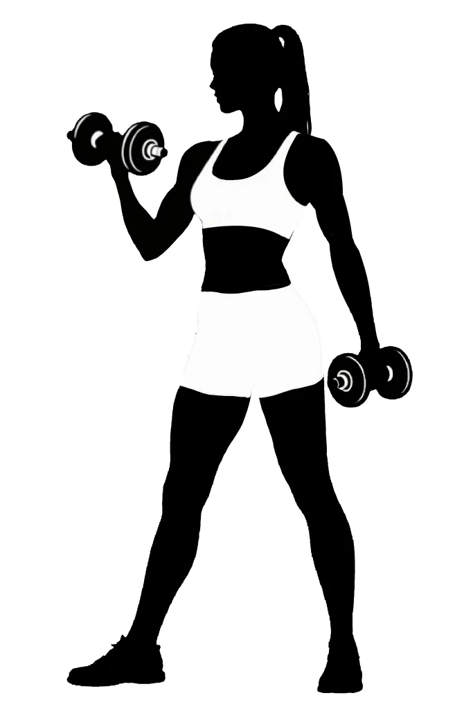 ダンベルを持つ女性