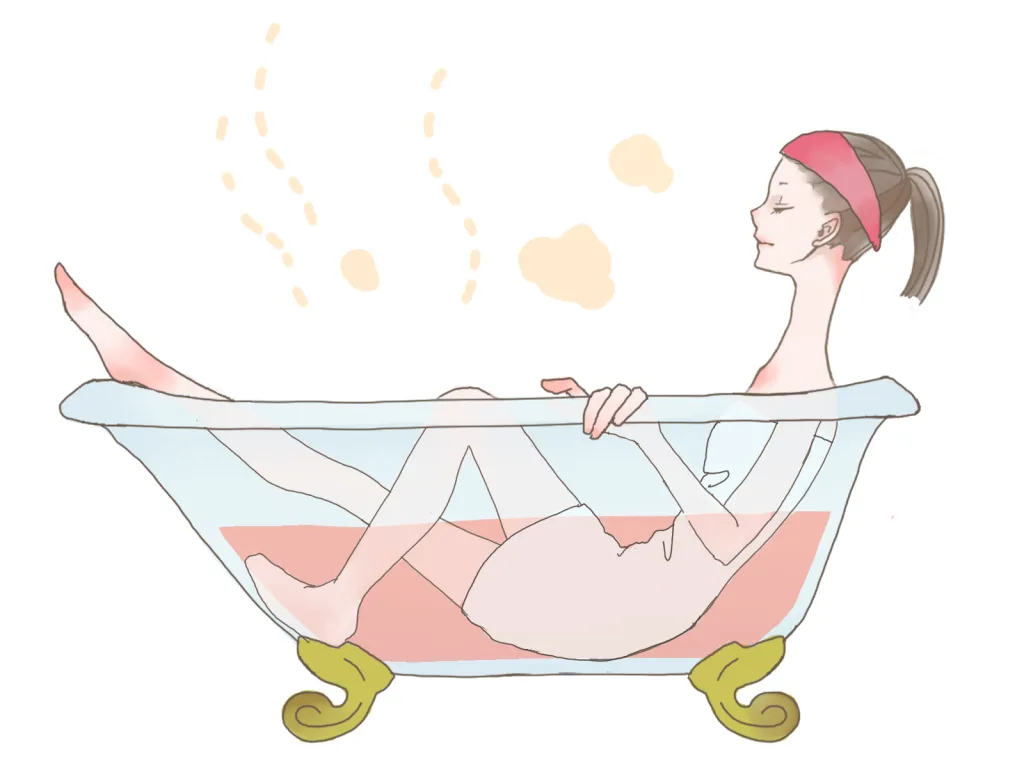 半身浴する女性