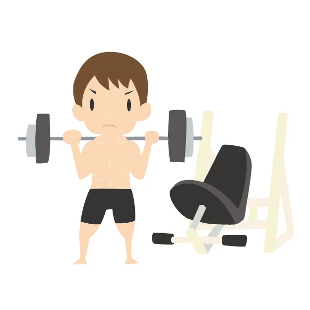 バーベル持つ男性