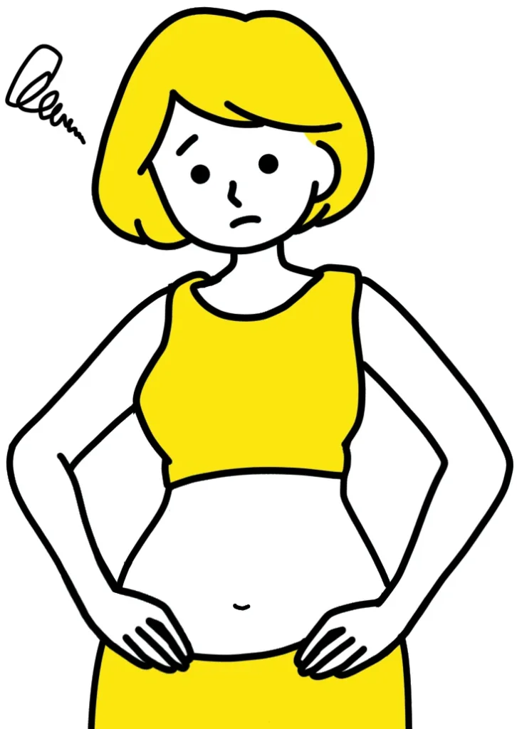 お腹でてる女性
