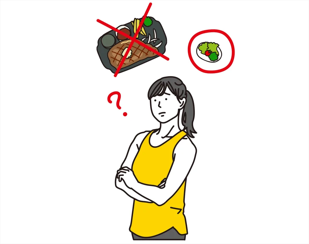 何を食べたら良いのか悩む女性