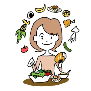 ヘルシーな食事をしてる女性