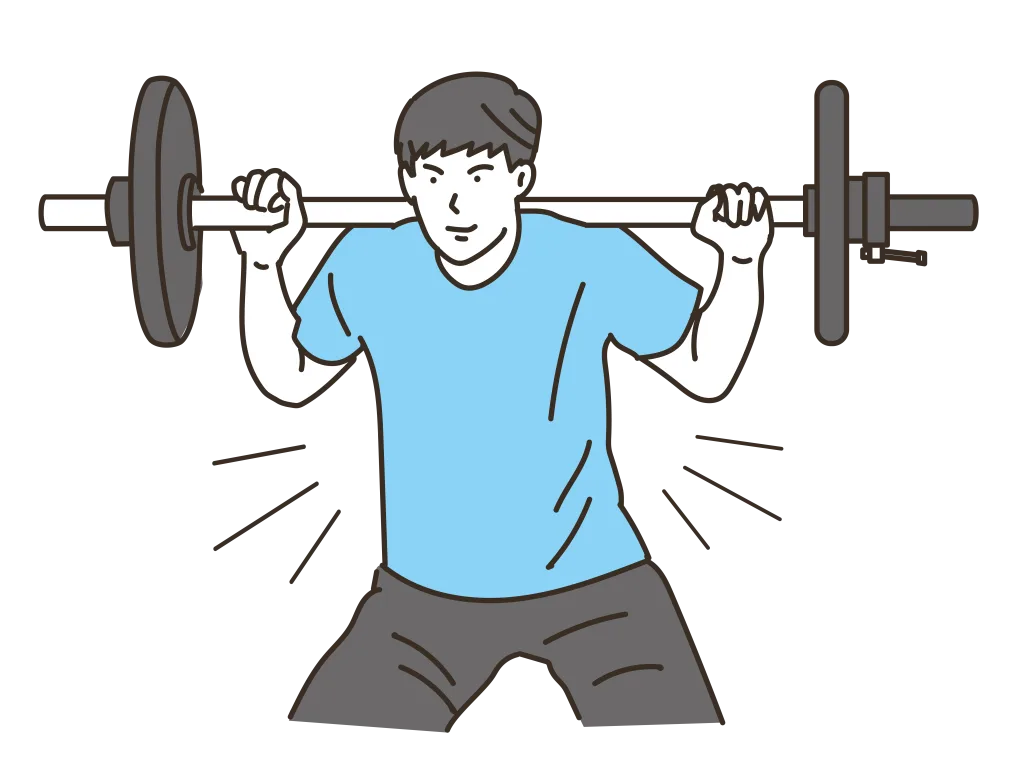 23507388 | 神楽坂のパーソナルジム|QUALITAS神楽坂店 バーベルスクワットをする若い男性