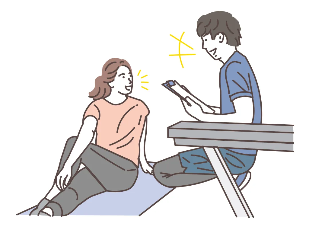 ジムでカウンセリング受ける女性
