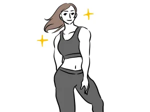 筋肉をアピールしている女性