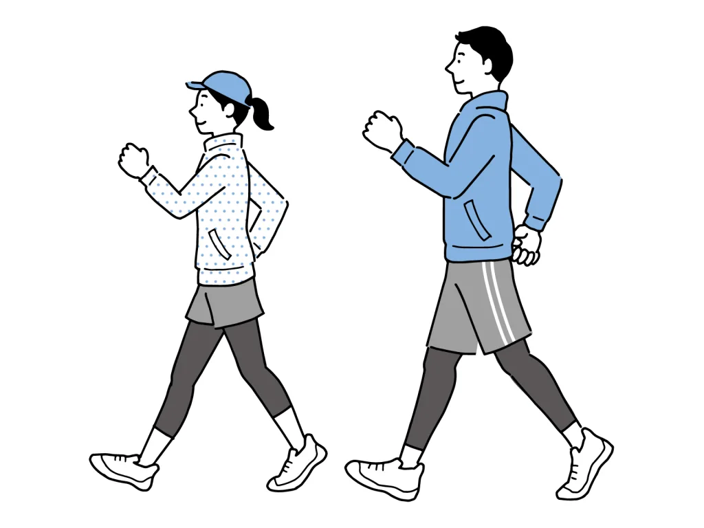 ウォーキングする男女