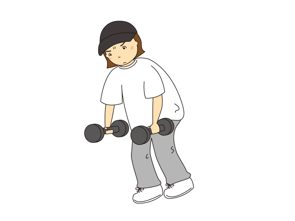 ダンベルで筋トレする女性