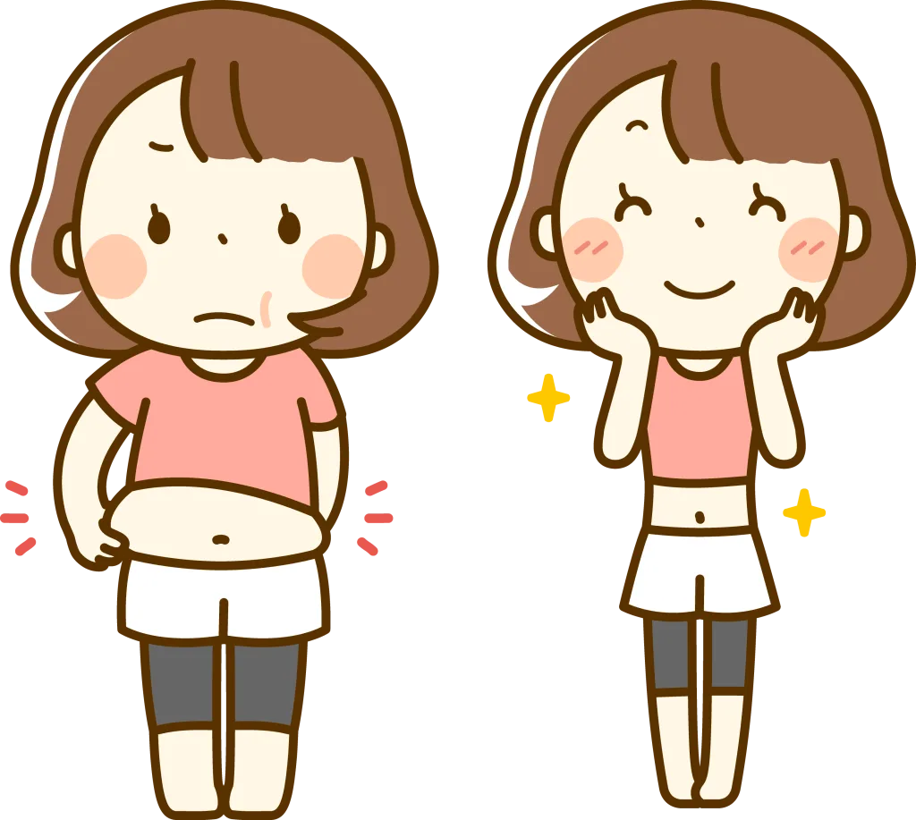 太っている時と痩せている時の女性のビフォーアフター