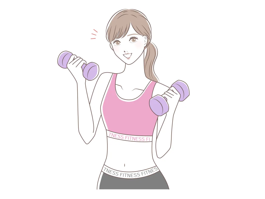 ダンベルを持つ女の人