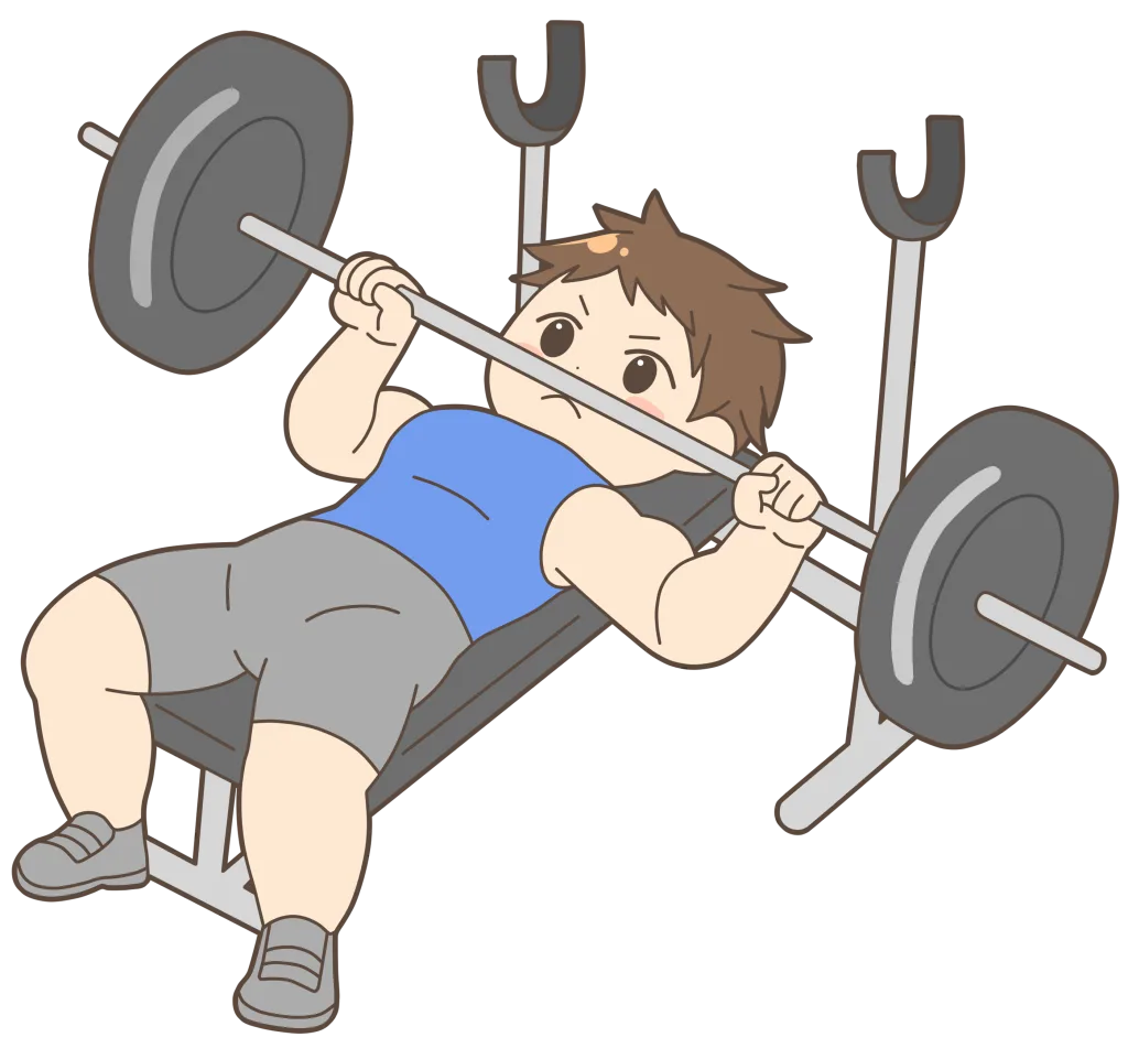 ベンチプレスをする男性