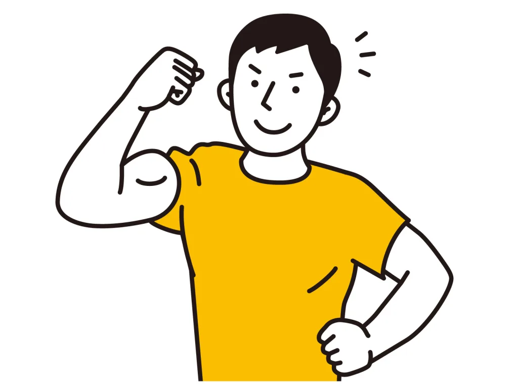 腕の筋肉を主張する男性