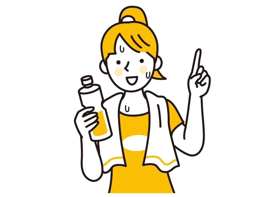 指差してる運動後の女性