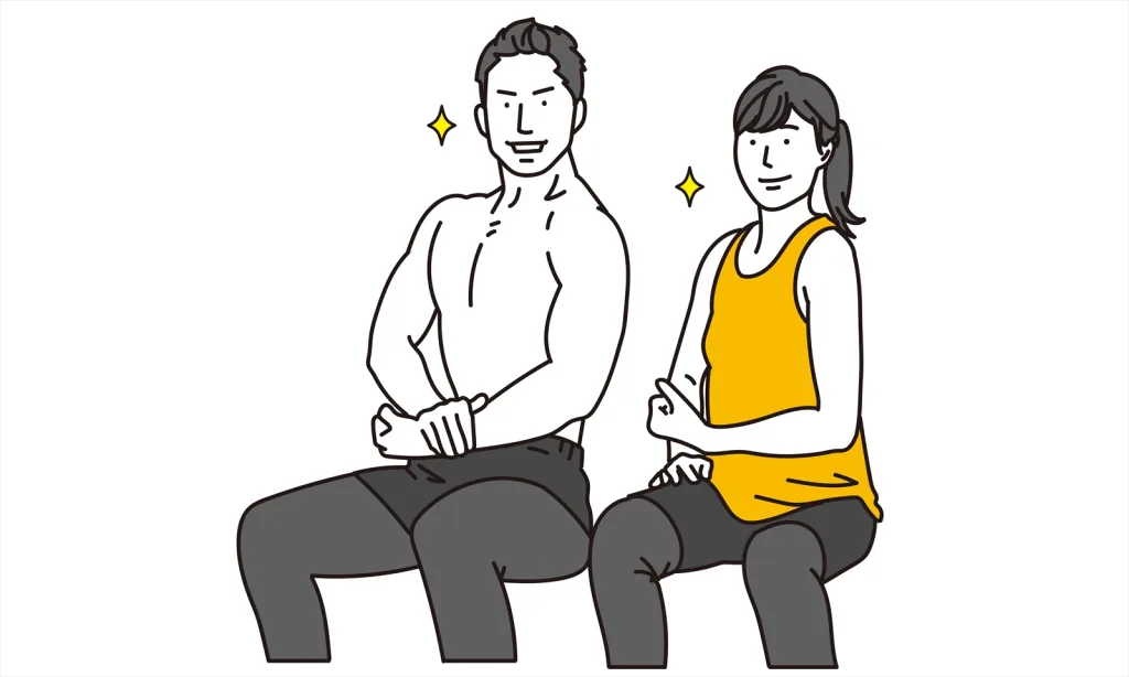 ポーズをとる男女