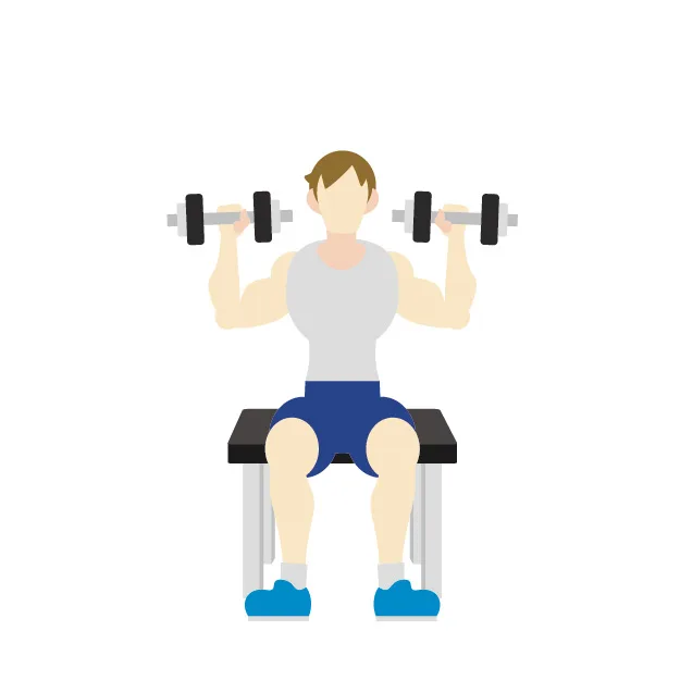 ダンベルを上げる男性