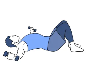 ダンベルフライをする男性