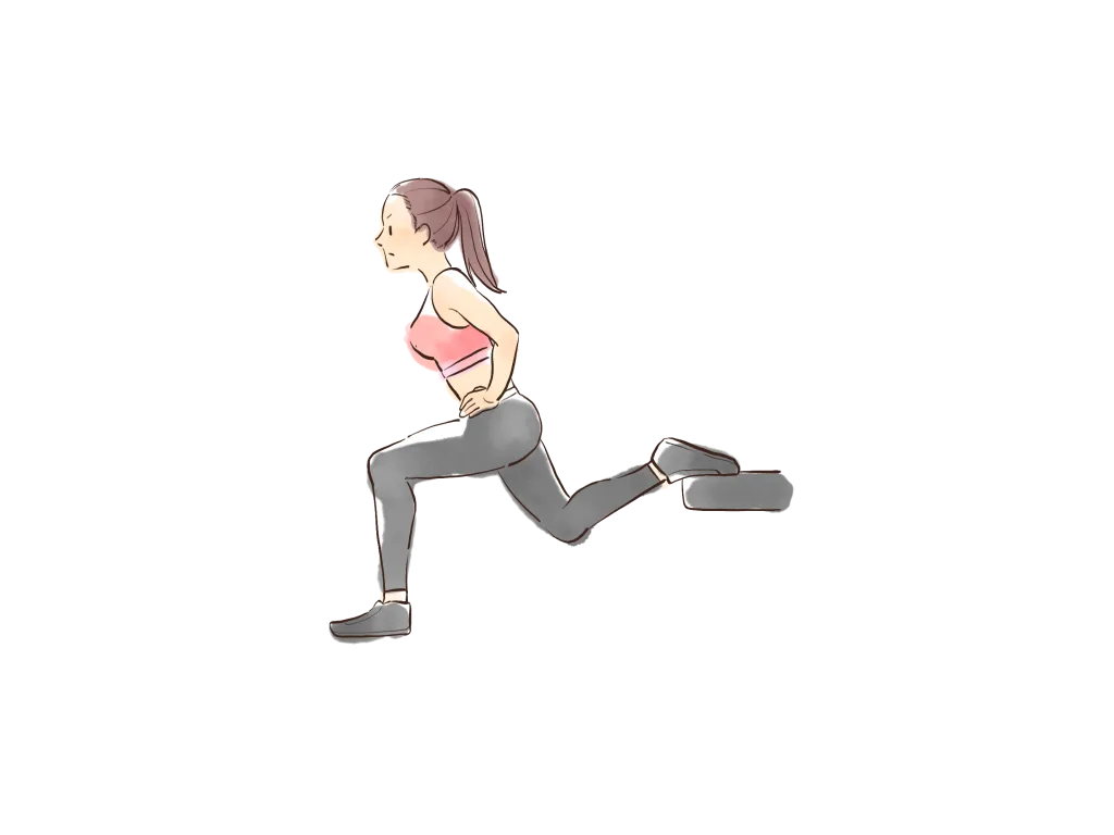 ブルガリアンスクワットをしている女性