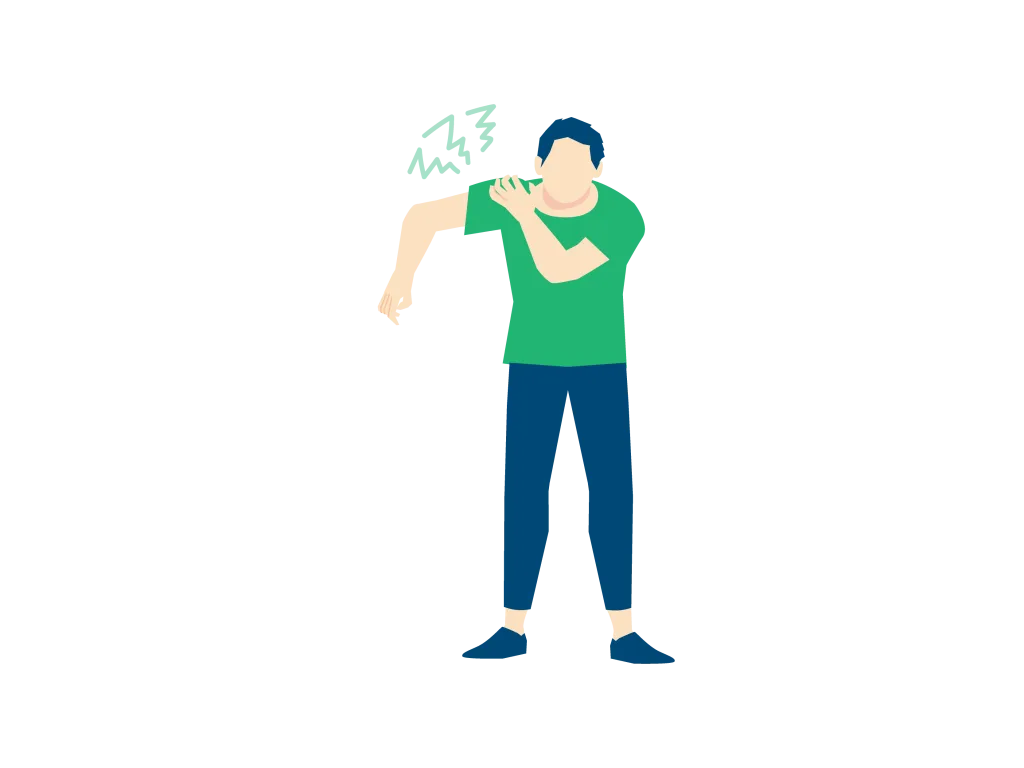 肩を怪我した男性