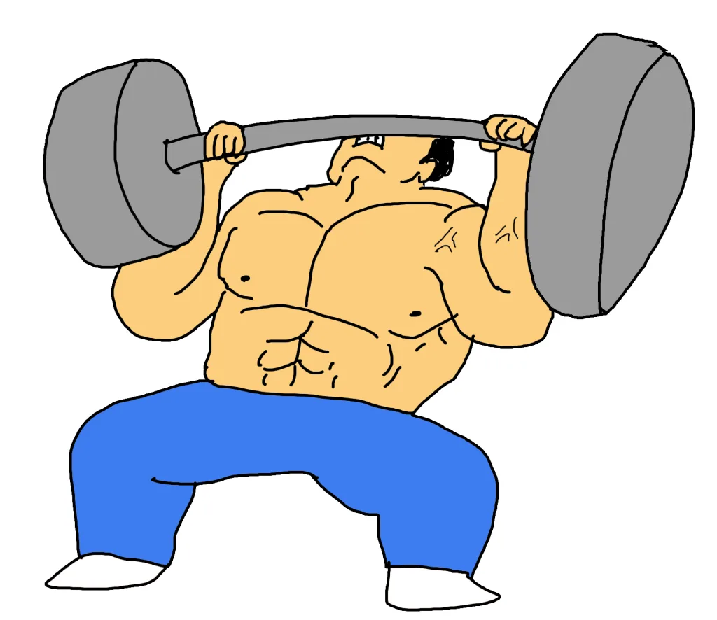 デカいバーベルをあげるマッチョ