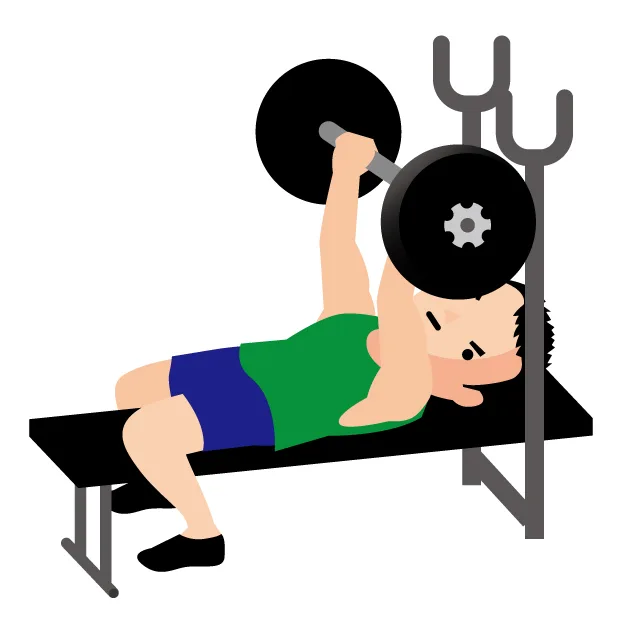 ベンチプレスする男性
