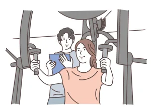 パーソナルトレーニングを受けてる女性