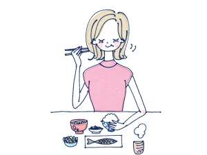 ヘルシーな食事をしてる女性
