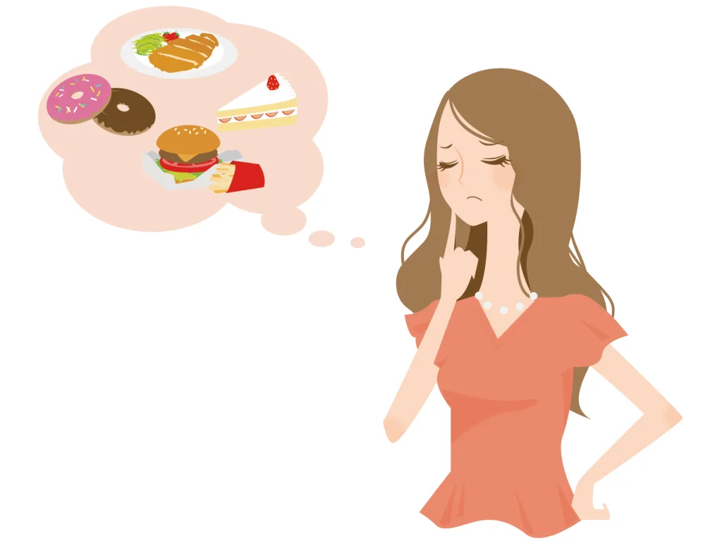 ご飯を思い浮かべる女性