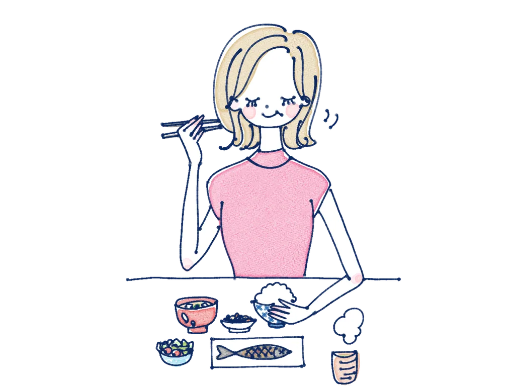 健康的な食事をする女性
